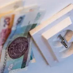 Polskie banknoty i gniazdko elektryczne.