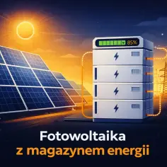 Panele fotowoltaiczne ładowią magazyn energii, który zasila linie energetyczne. To przyszłość **źródeł energii odnawialnej**.